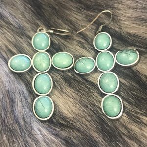 Turquoise 👗 color 🏜 Cross Earrings
